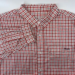 Huk Performance Mens Plaid Button Down Long Sleeve Shirt XXL Red Gray White